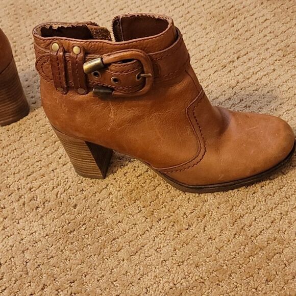 Franco Sarto Stacked Heel leather Ankle Boot - Picture 1 of 7